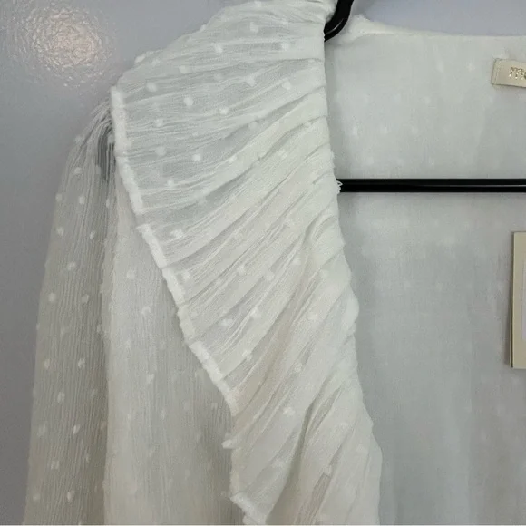 MWT Maje Plumeti Cropped White Wrap Ruffle V-neck Wrap Blouse Size 2 NEW - Picture 6 of 15